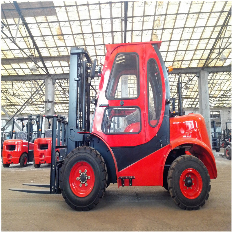 4 x 4Wd Small All Rough Terrain Forklift 1800Kg Hydraulic Truck Customized Color